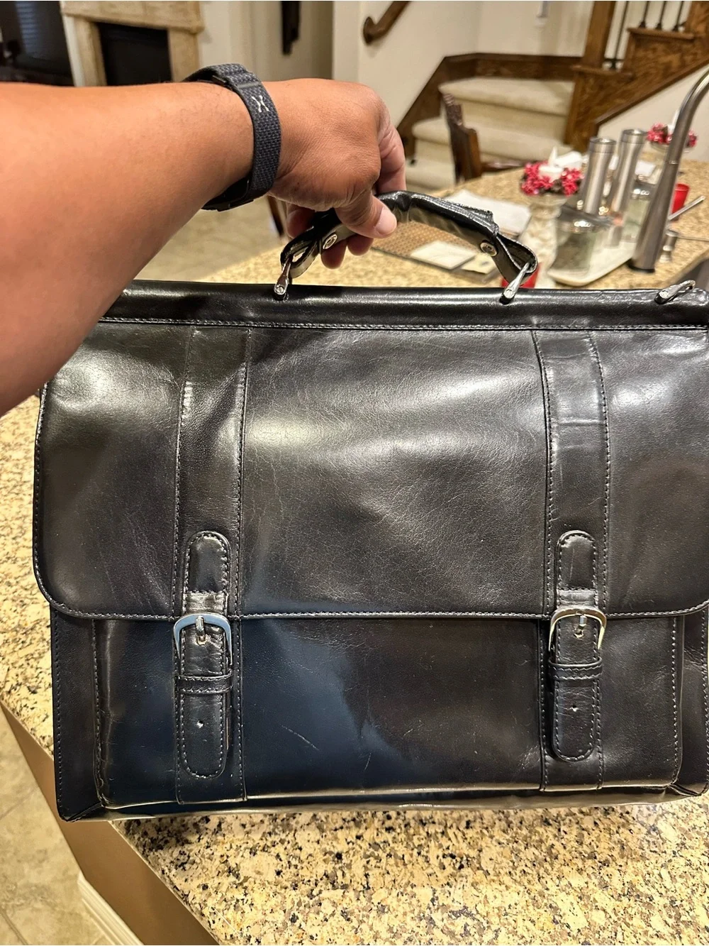 Bosca structured leather